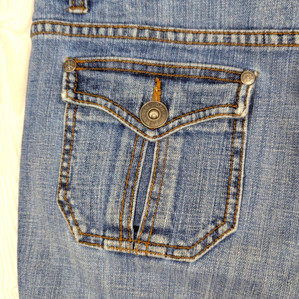 Ruff Hewn Capri Cuffed Jeans Women's Size 12 With Flap Pockets Jean Capris - Picture 9 of 14